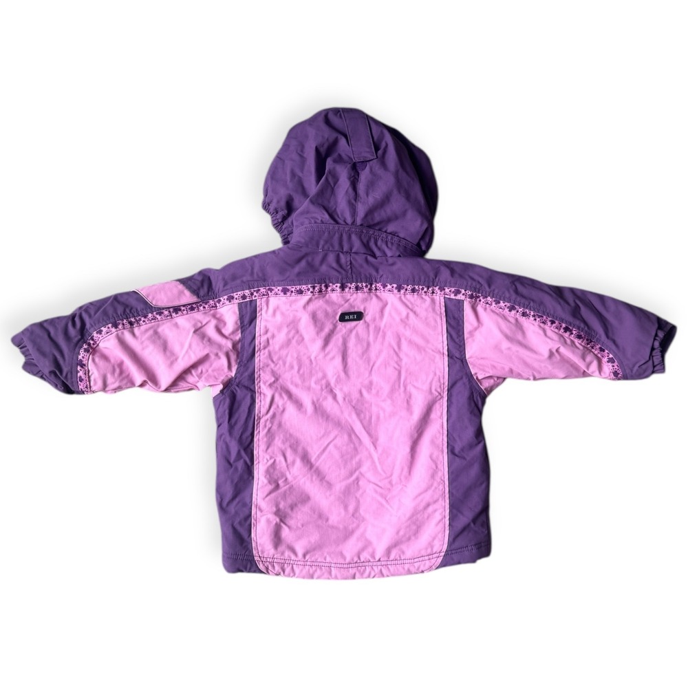 REI Toddler Girls 18 Months Purple Pink Fleece Lined Winter Jacket Hooded - Picture 11 of 13
